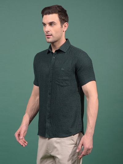 Green Floral Print 100% Cotton Shirt-Men Shirts-Crimsoune Club
