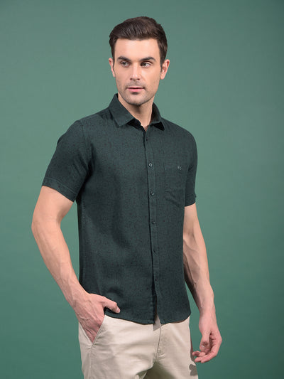 Green Floral Print 100% Cotton Shirt-Men Shirts-Crimsoune Club