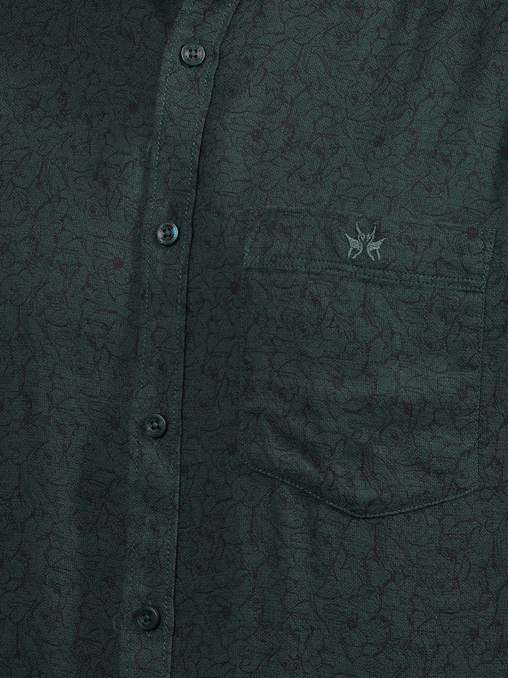 Green Floral Print 100% Cotton Shirt-Men Shirts-Crimsoune Club