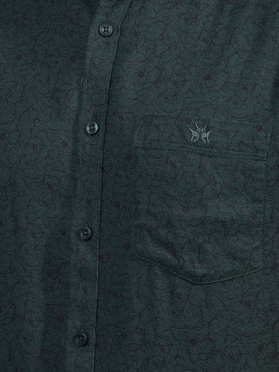 Green Floral Print 100% Cotton Shirt-Men Shirts-Crimsoune Club