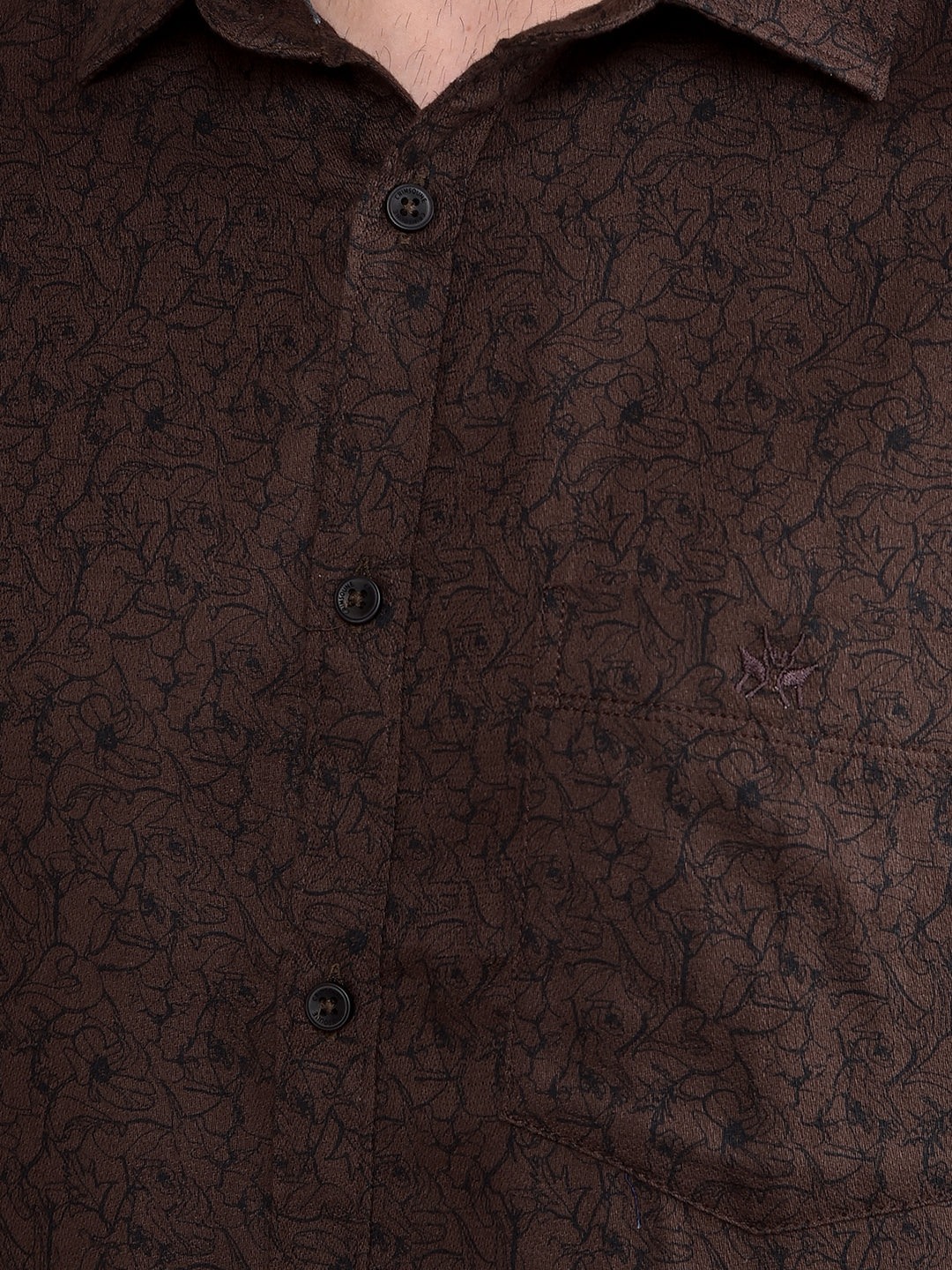 Brown Floral Print 100% Cotton Shirt-Men Shirts-Crimsoune Club