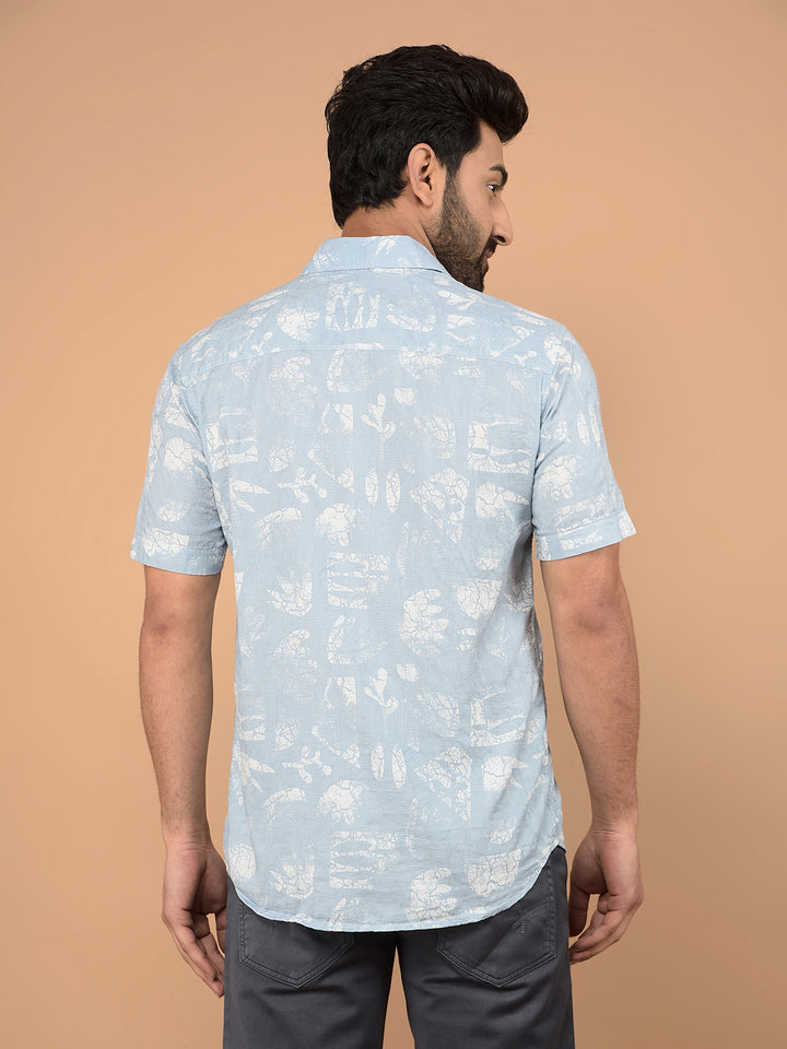 Blue Printed 100% Cotton Shirt-Men Shirts-Crimsoune Club