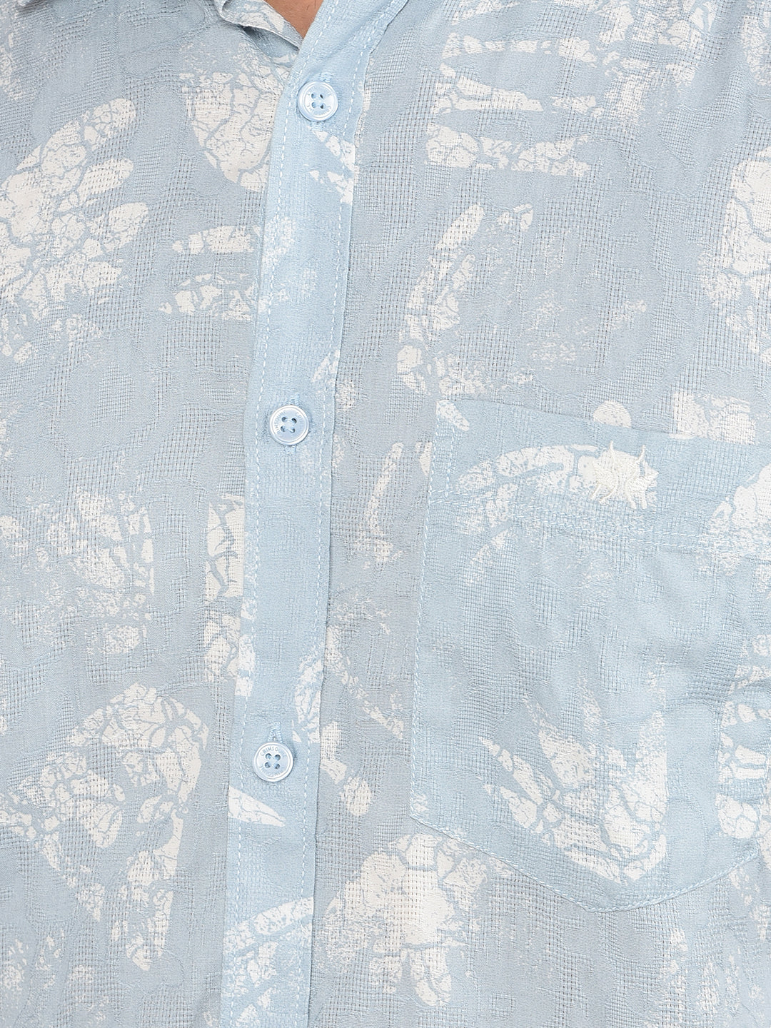 Blue Printed 100% Cotton Shirt-Men Shirts-Crimsoune Club