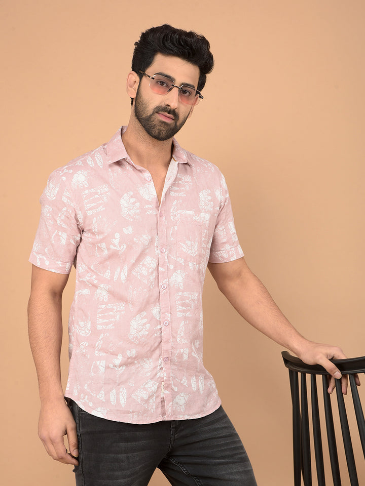 Pink Printed 100% Cotton Shirt-Men Shirts-Crimsoune Club