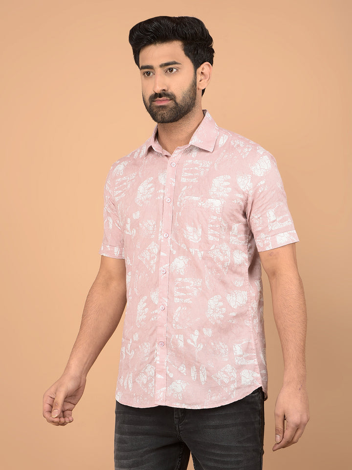 Pink Printed 100% Cotton Shirt-Men Shirts-Crimsoune Club