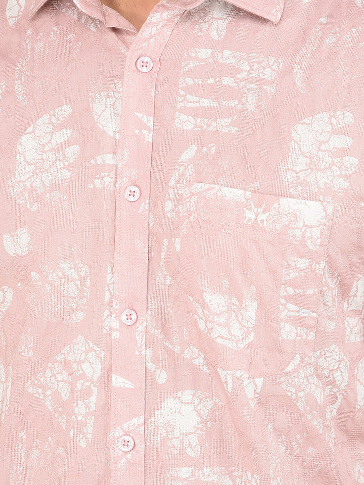 Pink Printed 100% Cotton Shirt-Men Shirts-Crimsoune Club