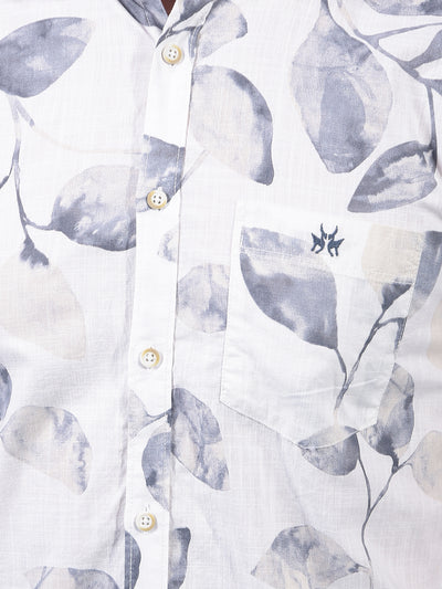 White Floral Print 100% Cotton Shirt-Men Shirts-Crimsoune Club