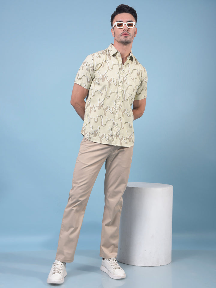 Beige Printed Shirt-Men Shirts-Crimsoune Club
