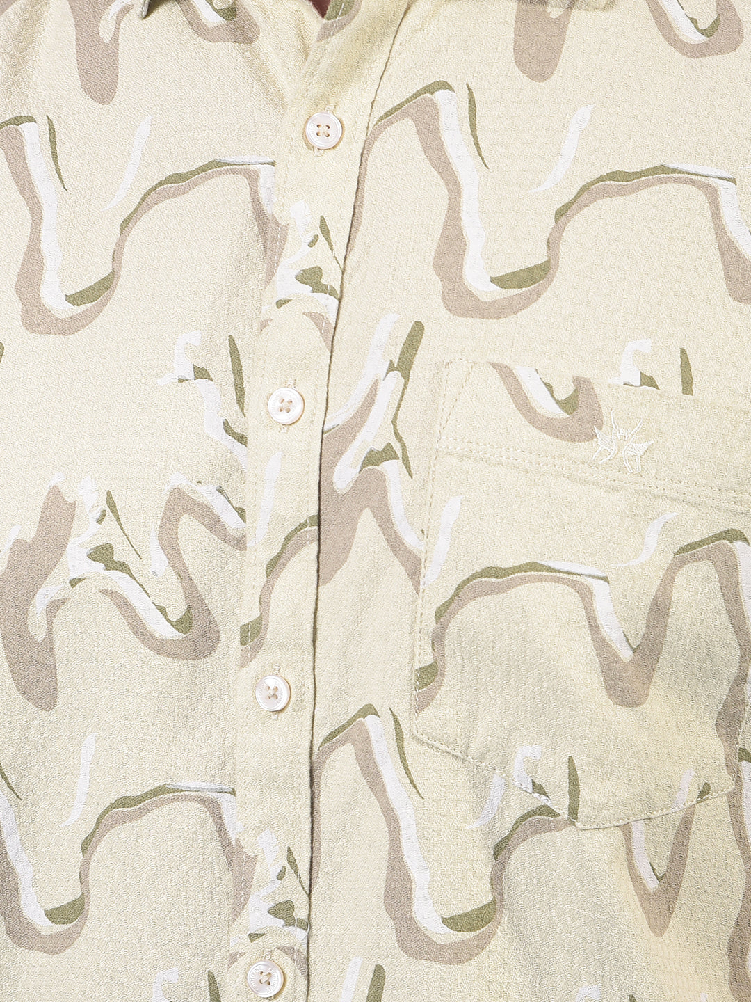 Beige Printed Shirt-Men Shirts-Crimsoune Club