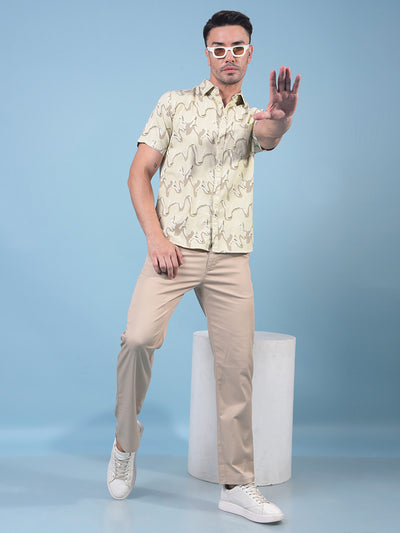 Beige Printed Shirt-Men Shirts-Crimsoune Club