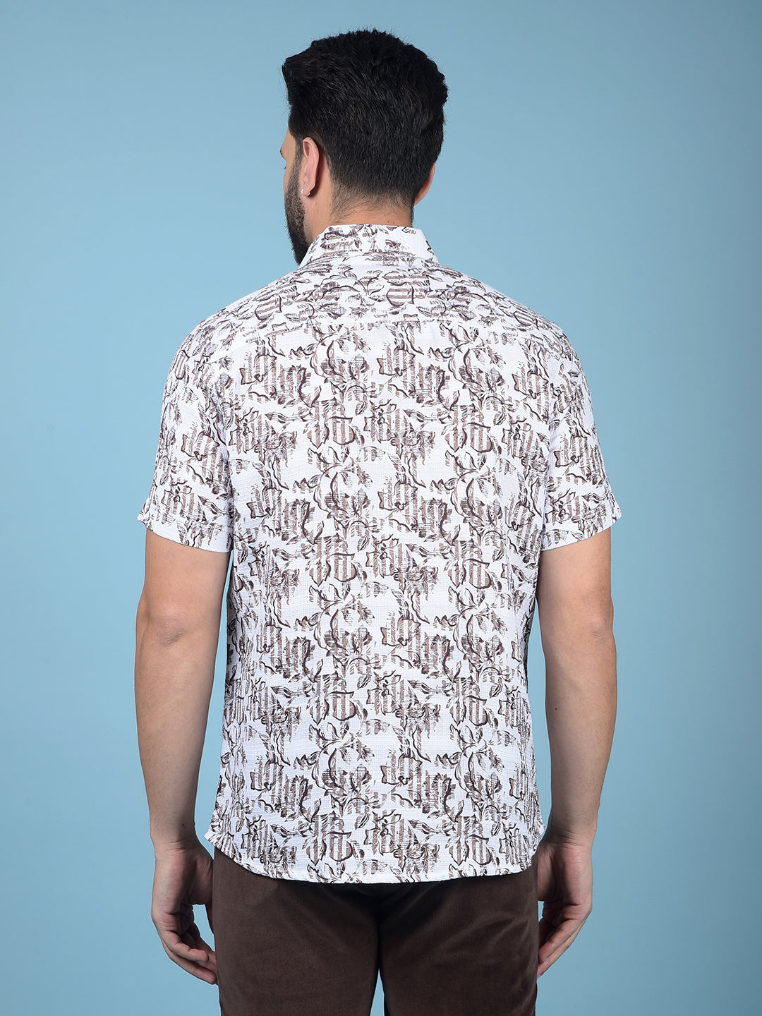 Brown Floral Print 100% Cotton Shirt-Men Shirts-Crimsoune Club