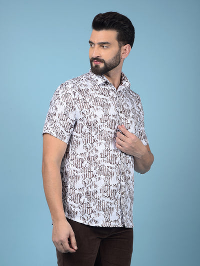 Brown Floral Print 100% Cotton Shirt-Men Shirts-Crimsoune Club