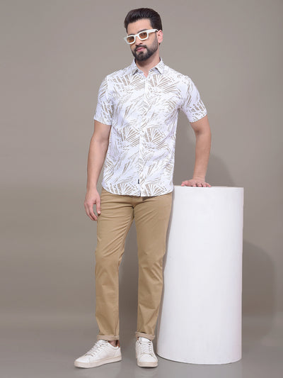 Olive Printed Shirt-Men Shirts-Crimsoune Club
