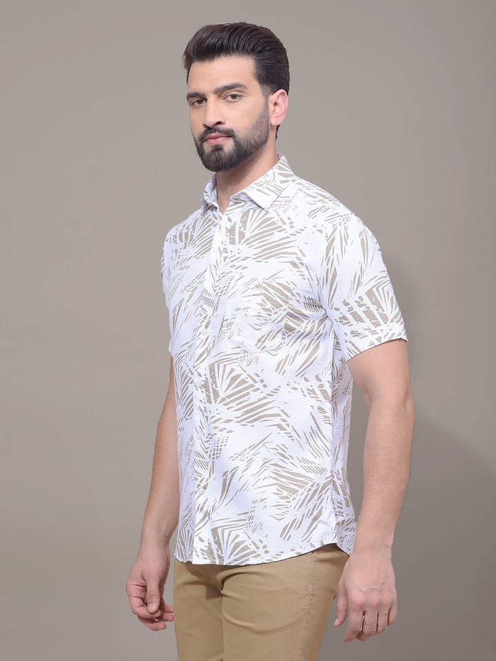 Olive Printed Shirt-Men Shirts-Crimsoune Club