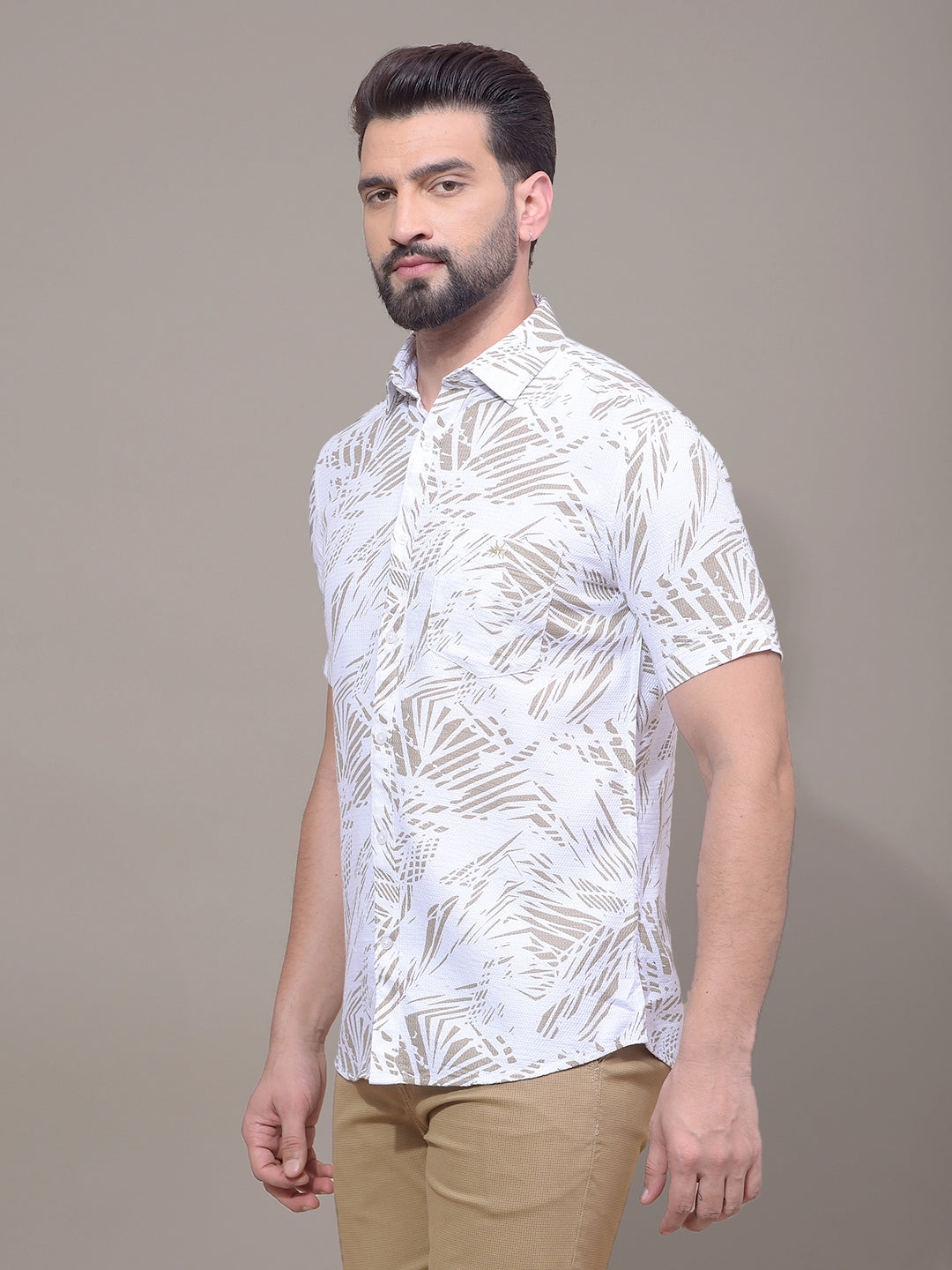 Olive Printed Shirt-Men Shirts-Crimsoune Club