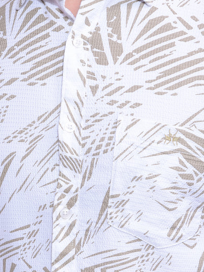 Olive Printed Shirt-Men Shirts-Crimsoune Club