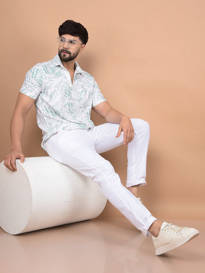 Green Printed Shirt-Men Shirts-Crimsoune Club