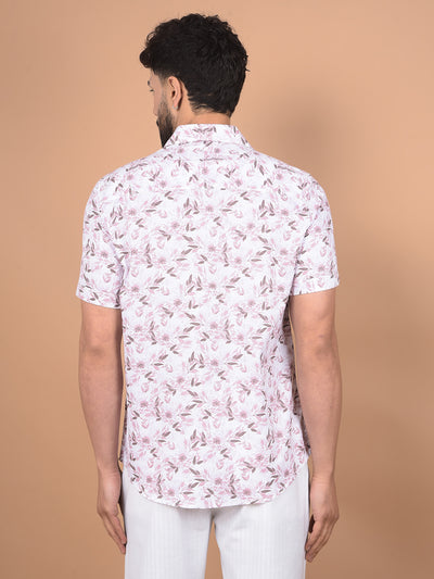 Pink Floral Print 100% Cotton Shirt-Men Shirts-Crimsoune Club