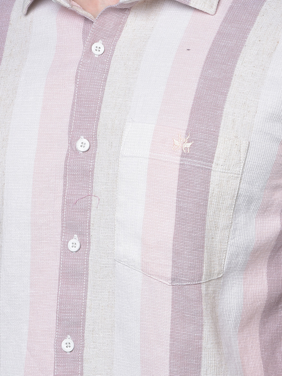 Pink Vertical Stripes Linen Shirt-Men Shirts-Crimsoune Club