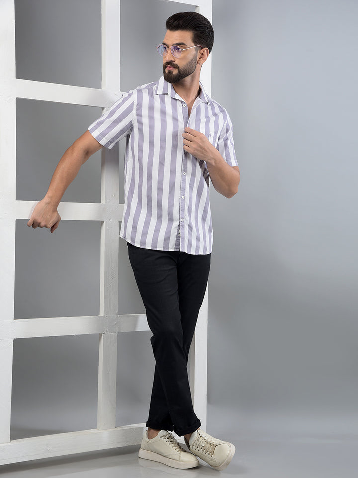Purple Vertical Stripes 100% Cotton Shirt-Men Shirts-Crimsoune Club