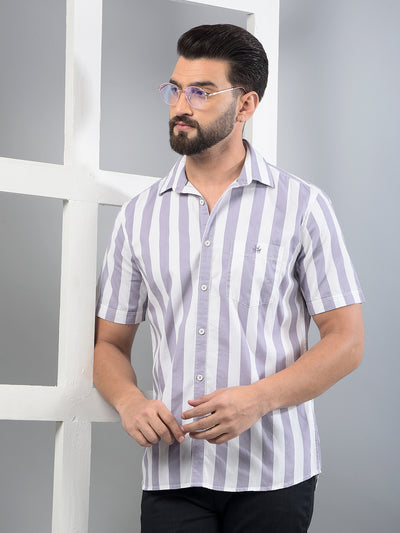 Purple Vertical Stripes 100% Cotton Shirt-Men Shirts-Crimsoune Club