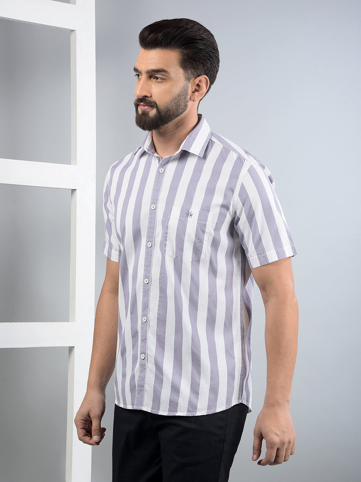 Purple Vertical Stripes 100% Cotton Shirt-Men Shirts-Crimsoune Club