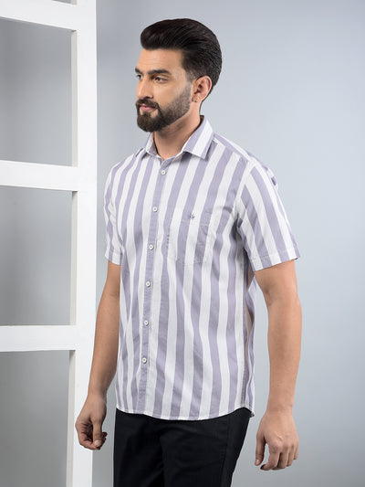 Purple Vertical Stripes 100% Cotton Shirt-Men Shirts-Crimsoune Club