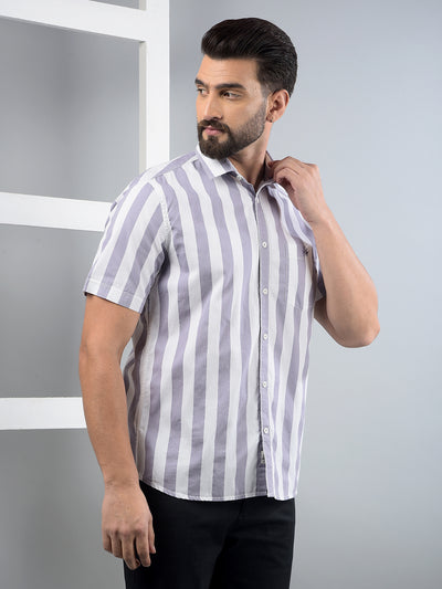 Purple Vertical Stripes 100% Cotton Shirt-Men Shirts-Crimsoune Club