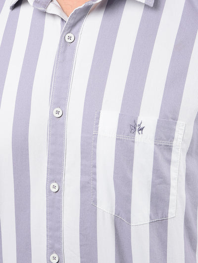 Purple Vertical Stripes 100% Cotton Shirt-Men Shirts-Crimsoune Club
