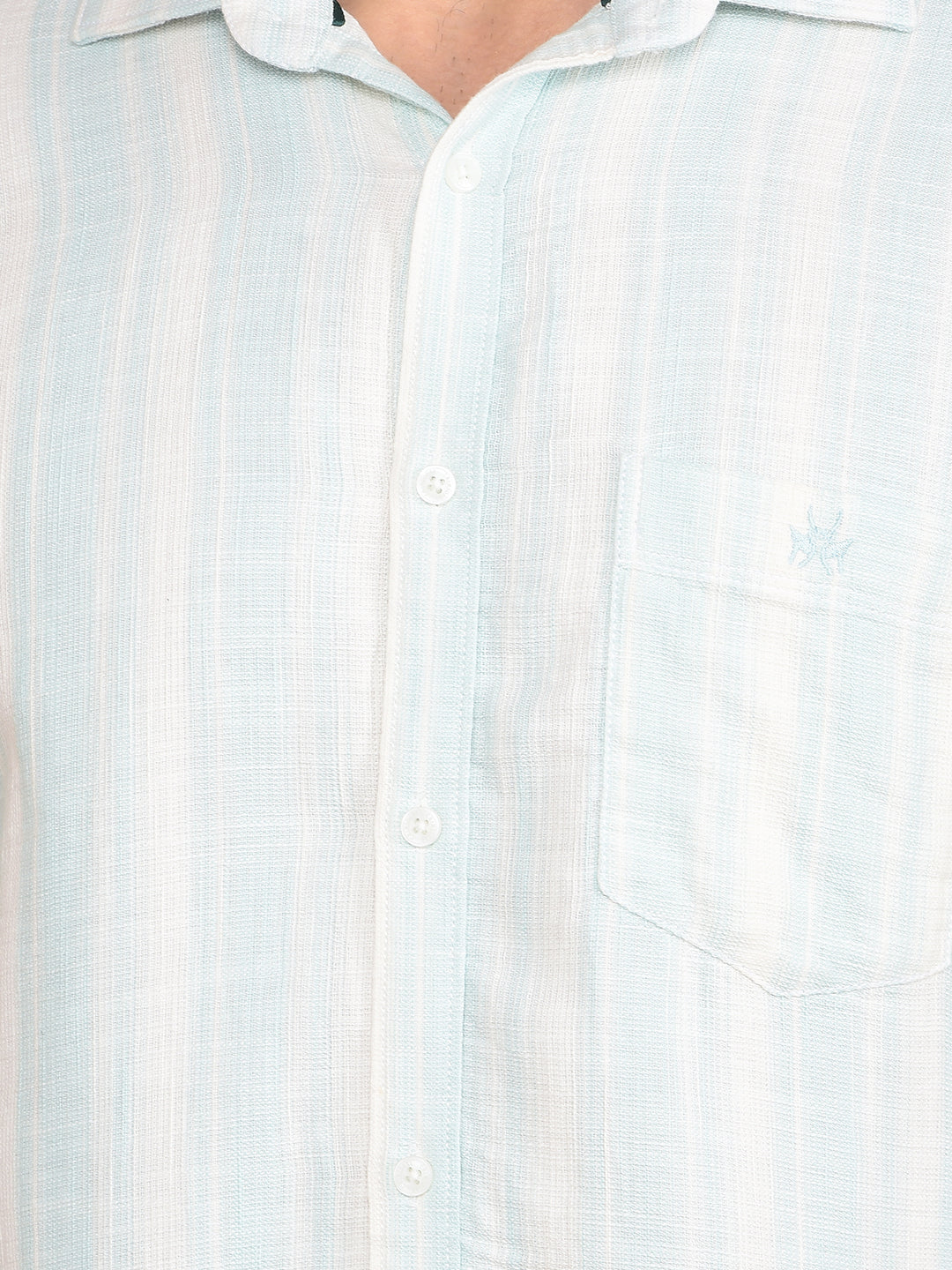 Green Vertical Stripes 100% Cotton Shirt-Men Shirts-Crimsoune Club