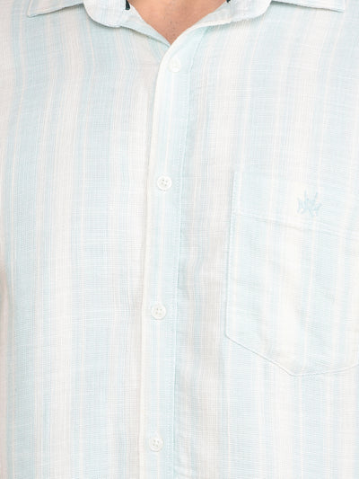 Green Vertical Stripes 100% Cotton Shirt-Men Shirts-Crimsoune Club