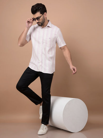Purple Vertical Stripes 100% Cotton Shirt-Men Shirts-Crimsoune Club