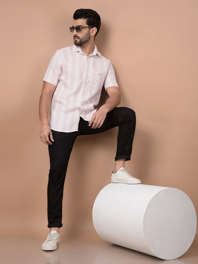 Purple Vertical Stripes 100% Cotton Shirt-Men Shirts-Crimsoune Club