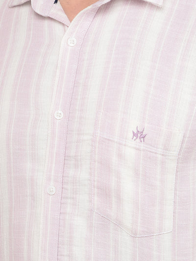 Purple Vertical Stripes 100% Cotton Shirt-Men Shirts-Crimsoune Club