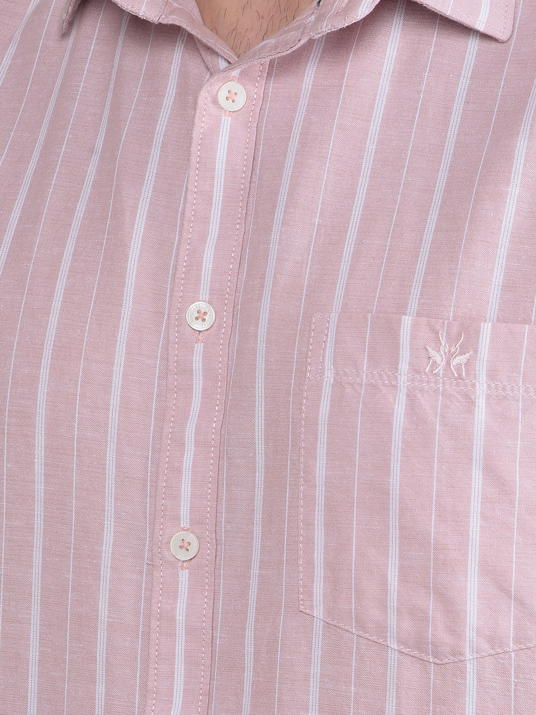 Pink Vertical Stripes Linen Shirt-Men Shirts-Crimsoune Club