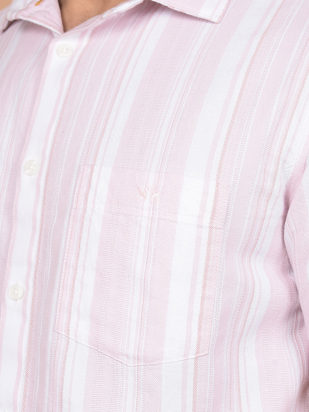 Pink Vertical Stripes Linen Shirt-Men Shirts-Crimsoune Club