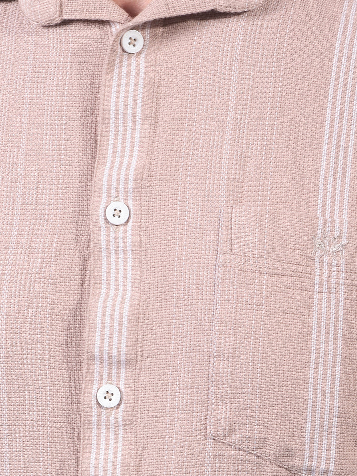 Brown Vertical Stripes 100% Cotton Shirt-Men Shirts-Crimsoune Club