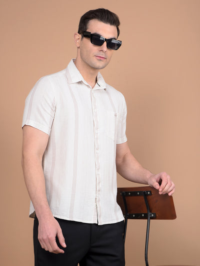 White Vertical Stripes 100% Cotton Shirt-Men Shirts-Crimsoune Club