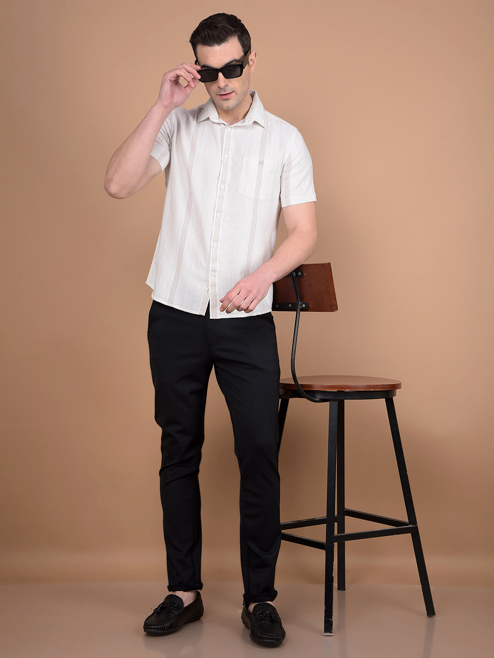 White Vertical Stripes 100% Cotton Shirt-Men Shirts-Crimsoune Club