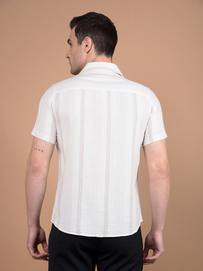 White Vertical Stripes 100% Cotton Shirt-Men Shirts-Crimsoune Club