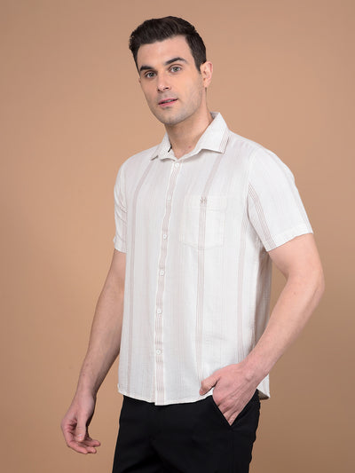 White Vertical Stripes 100% Cotton Shirt-Men Shirts-Crimsoune Club