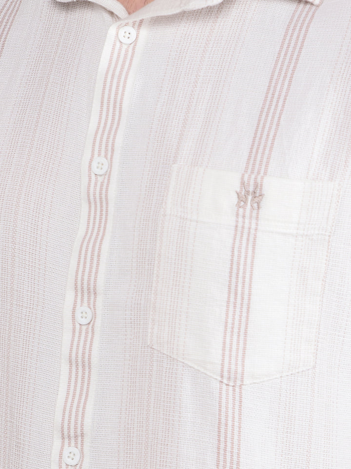 White Vertical Stripes 100% Cotton Shirt-Men Shirts-Crimsoune Club