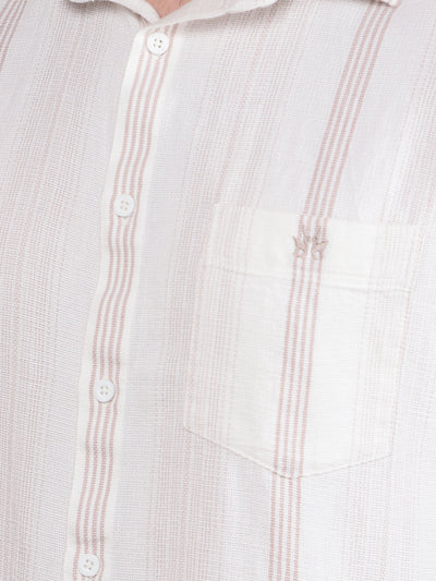 White Vertical Stripes 100% Cotton Shirt-Men Shirts-Crimsoune Club