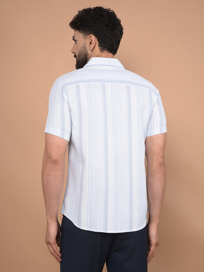 Blue Vertical Stripes 100% Cotton Shirt-Men Shirts-Crimsoune Club