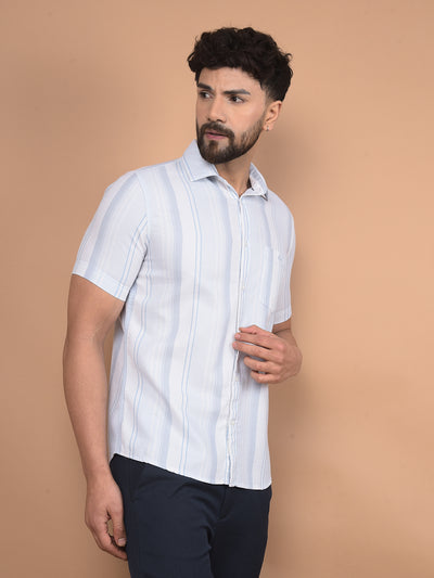 Blue Vertical Stripes 100% Cotton Shirt-Men Shirts-Crimsoune Club