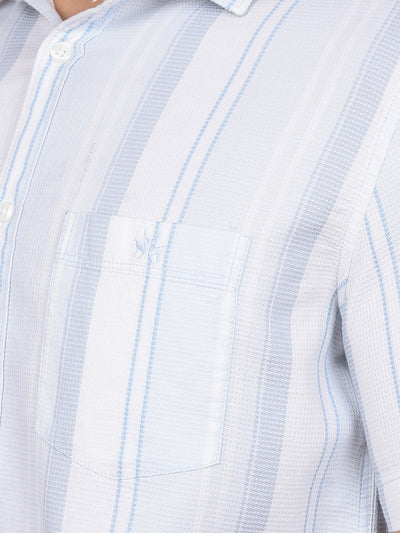 Blue Vertical Stripes 100% Cotton Shirt-Men Shirts-Crimsoune Club