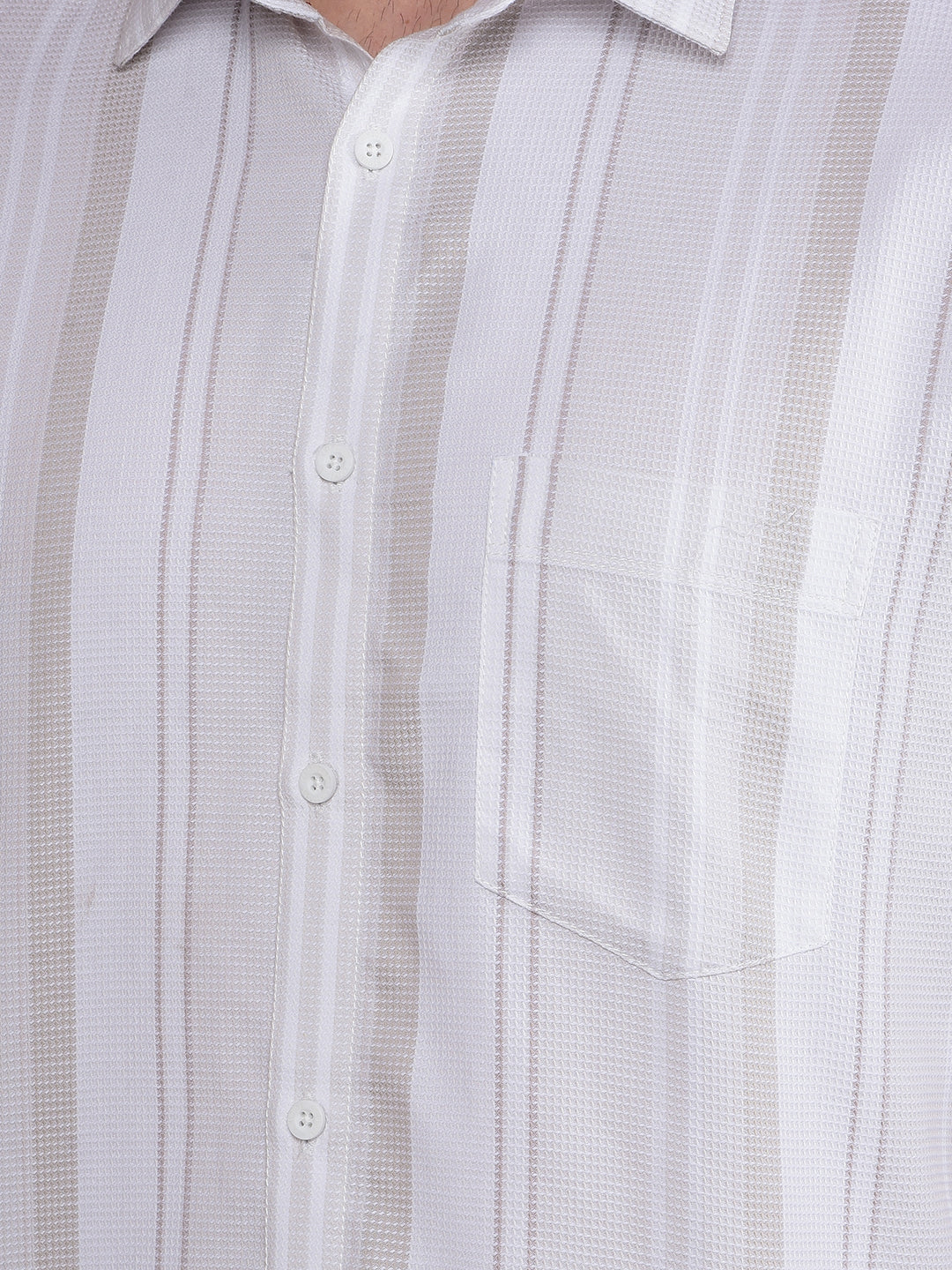 Beige Vertical Stripes 100% Cotton Shirt-Men Shirts-Crimsoune Club