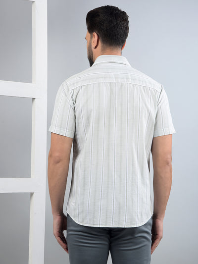 Green Vertical Stripes 100% Cotton Shirt-Men Shirts-Crimsoune Club