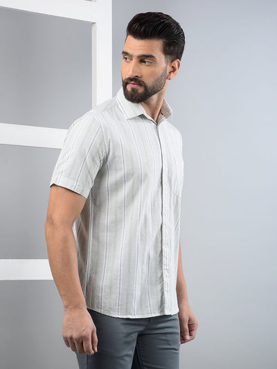 Green Vertical Stripes 100% Cotton Shirt-Men Shirts-Crimsoune Club