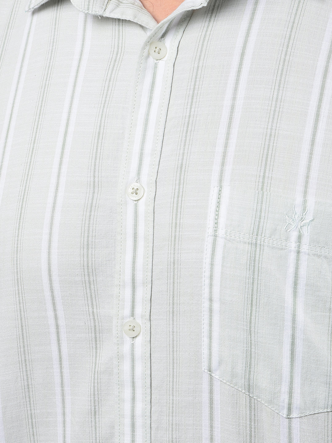 Green Vertical Stripes 100% Cotton Shirt-Men Shirts-Crimsoune Club